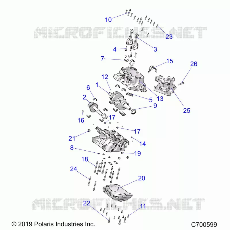 ENGINE, CRANKCASE AND VILEBREQUIN