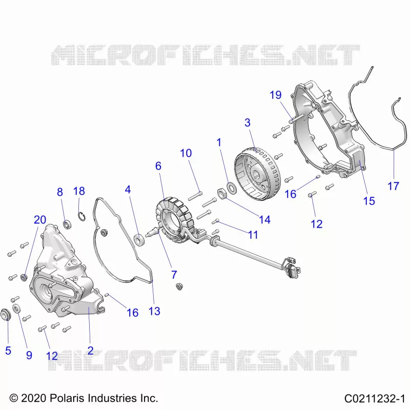 ENGINE, STATOR COVER AND FLYROUE