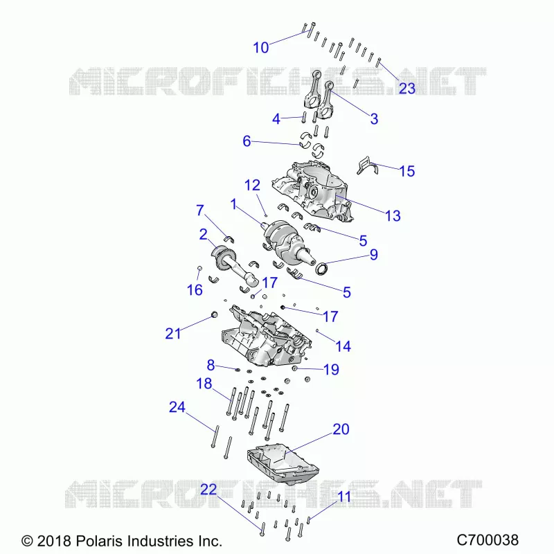ENGINE, CRANKCASE AND VILEBREQUIN