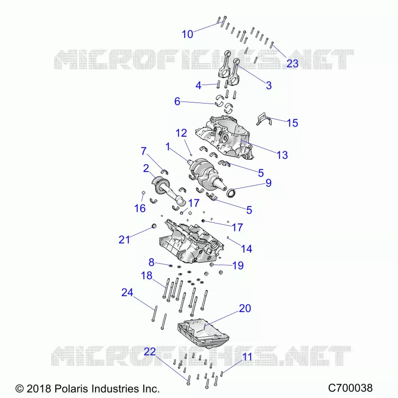 ENGINE, CRANKCASE AND VILEBREQUIN