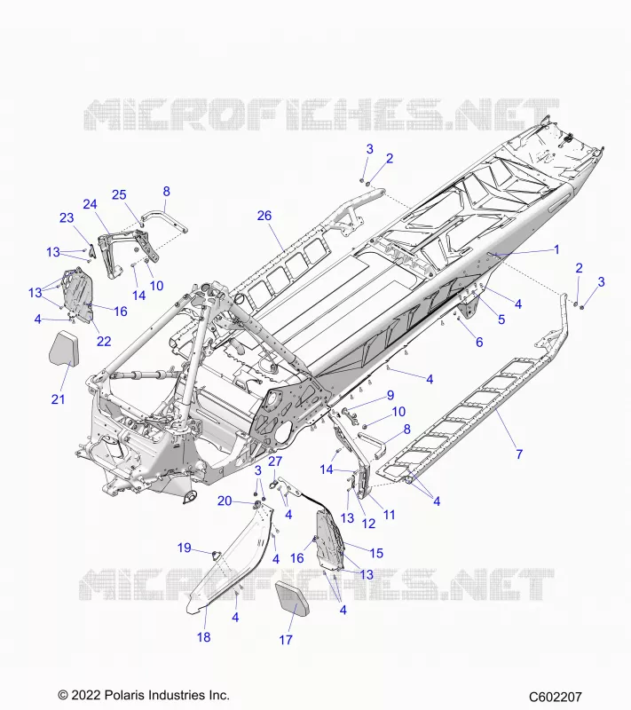 CHASSIS, PROTECTION D'EMBRAYAGE, FOOTRESTS, AND RUNNING BOARDS