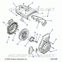 ENGINE, BLOWER HOUSING AND LANCEUR
