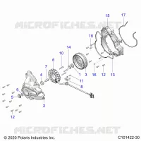 ENGINE, STATOR COVER AND FLYROUE