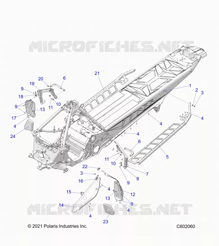 CHASSIS, PROTECTION D'EMBRAYAGE, FOOTRESTS, AND RUNNING BOARDS