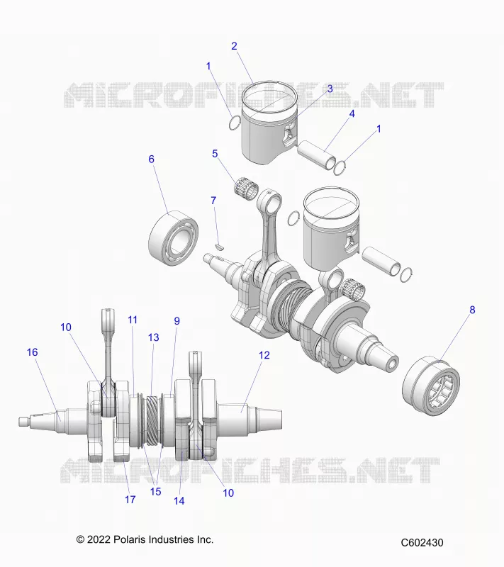 ENGINE, PISTON AND VILEBREQUIN
