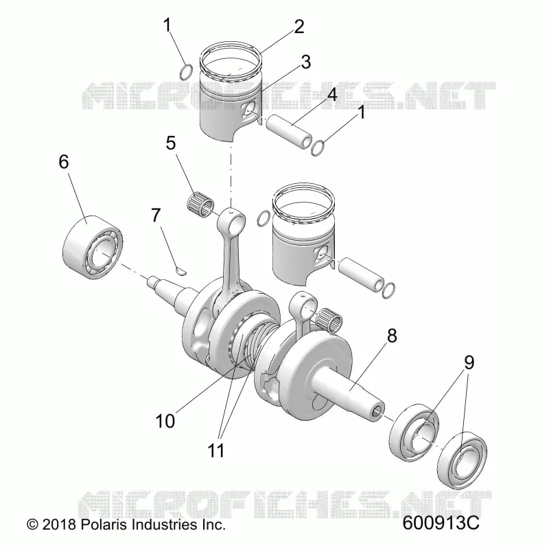 ENGINE, PISTON AND VILEBREQUIN