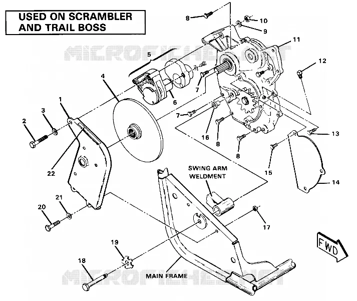 RIGHT HAND GEARCASE    FREIN MOUNTING. (4910981098037A)