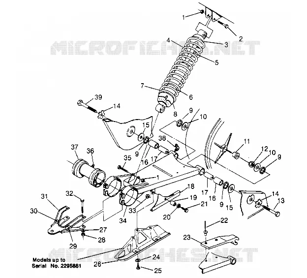 BRAS OSCILLANT ET AMORTISSEUR ARRIERE  (Prior to Serial #2295881) Magnum 2x4 W957544 (4926852685B010)