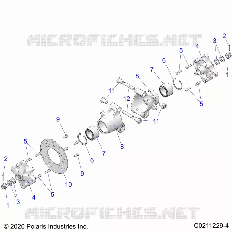 SUSPENSION ARRIERE HUBS, CARRIER AND BRAKE DISC