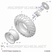 ROUES, FRONT TIRE AND BRAKE DISC