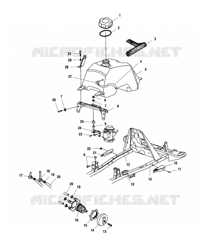 CARBURANT TANK AND CARBURATEUR MOUNTING