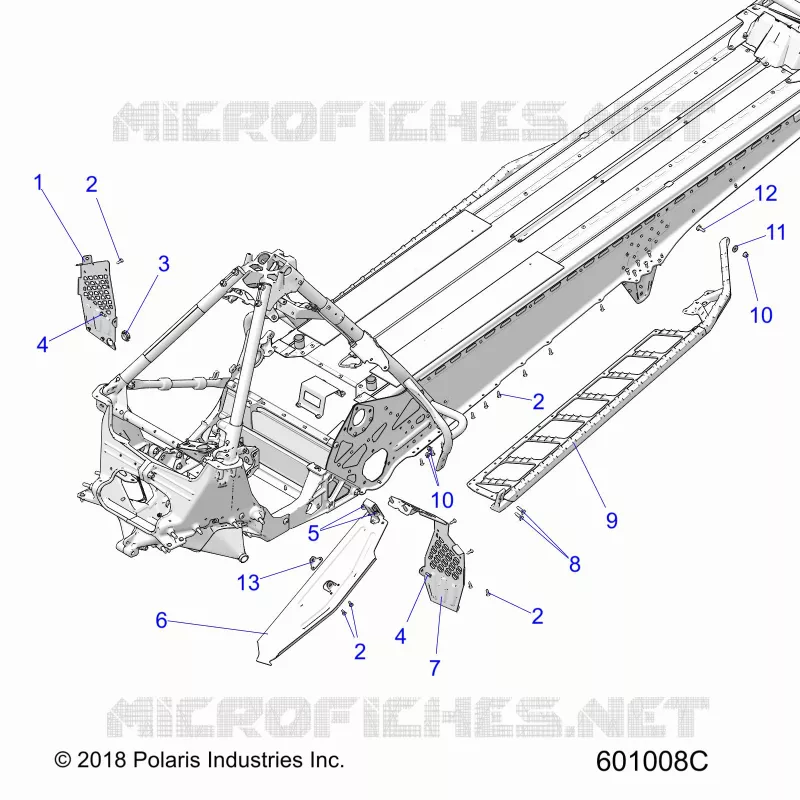 CHASSIS, PROTECTION D'EMBRAYAGE, FOOTRESTS, AND RUNNING BOARDS
