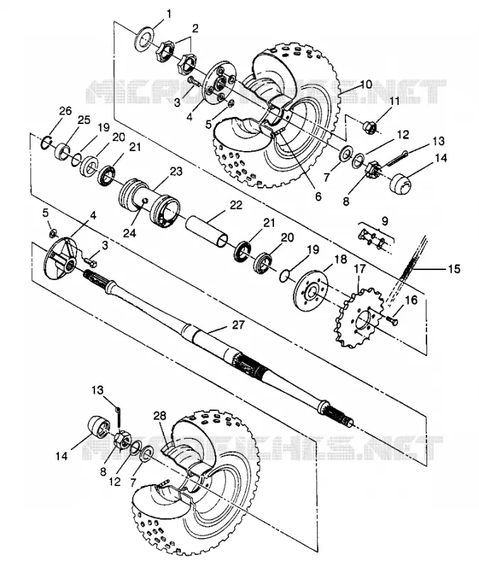 PONT ARRIERE 6X6 400L