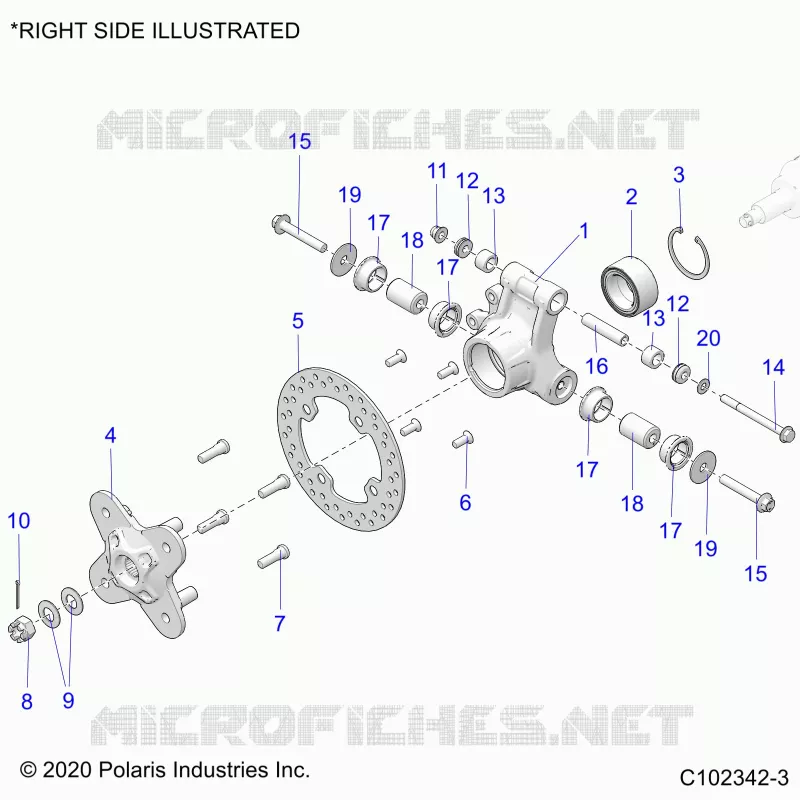 SUSPENSION ARRIERE HUB, CARRIER AND BRAKE DISC
