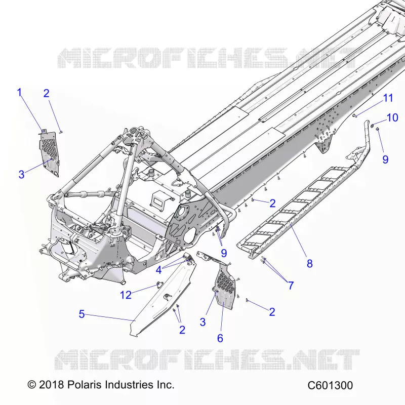 CHASSIS, PROTECTION D'EMBRAYAGE, FOOTRESTS, AND RUNNING BOARDS