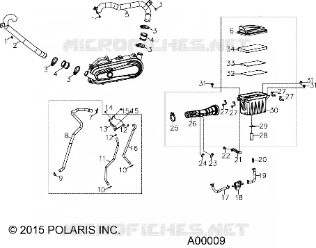 MOTEUR, PRISE D'AIR SYSTEM - A17YAF11A5/N5 (A00009) Polaris SPORTSMAN 110 2019 SPORTSMAN 110 EFI  SPORTSMAN 110