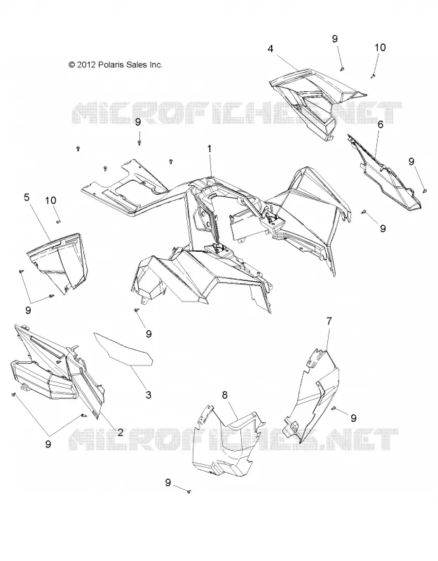 HABITACLE AVANT ET PANNEAUX LATERAUX - A16SVA85A2 (49ATVCAB13850SCRAM) Polaris SCRAMBLER 850 2019 SCRAMBLER 850 48  SCRAMBLER 850 48