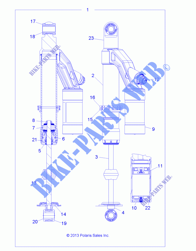 AMORTISSEUR ARRIERE   A14GH9EAW (49ATVAMORTISSEURRR7044080) pour Polaris SCRAMBLER XP 1000 HO EPS de 2014