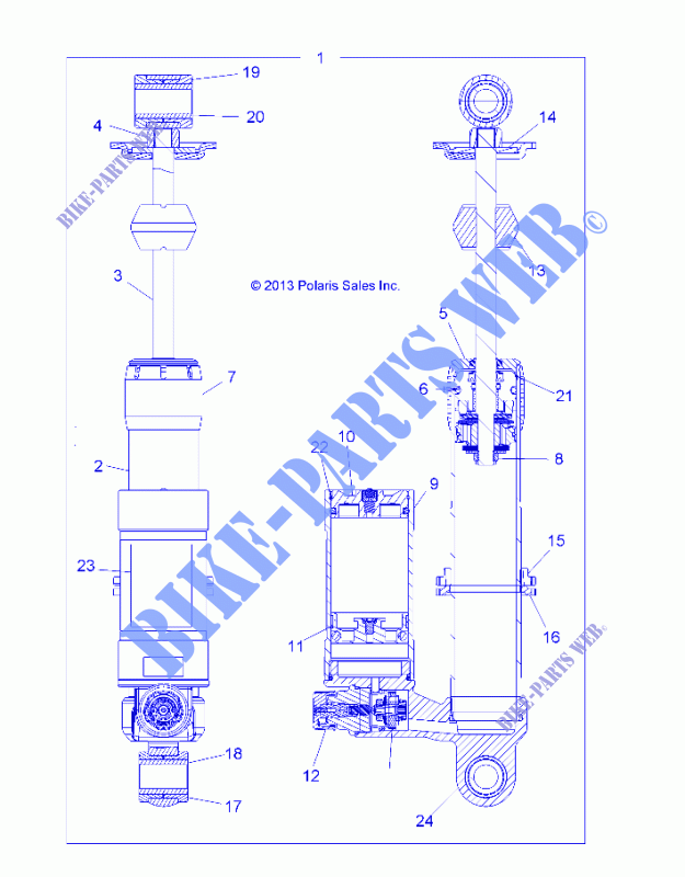 AMORTISSEUR AVANT   A14GH9EAW (49ATVAMORTISSEURFRT7044135) pour Polaris SCRAMBLER XP 1000 HO EPS de 2014