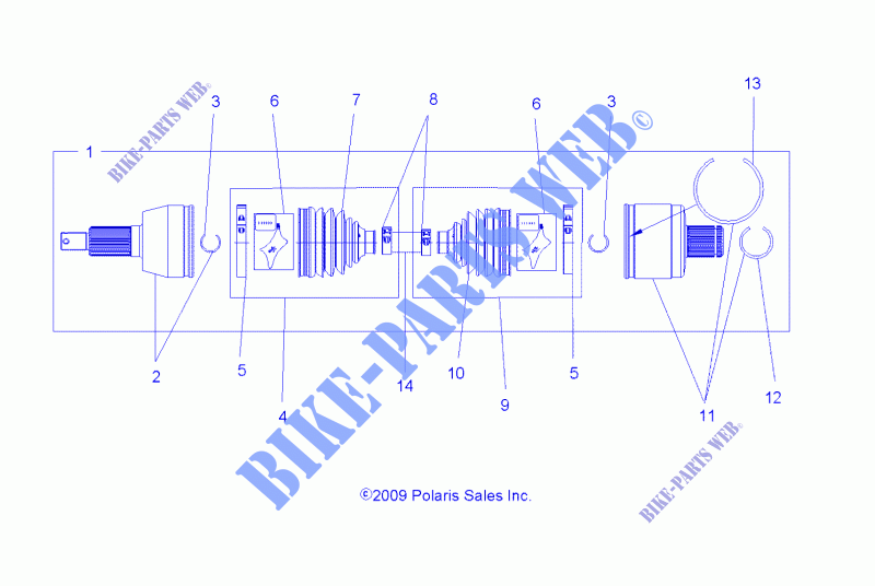 SYSTÈME DE TRANSMISSION, ARBRE DE TRANSMISSION ARRIERE   A14GH9EAW (49ATVSHAFTDRIVERR1332642) pour Polaris SCRAMBLER XP 1000 HO EPS de 2014