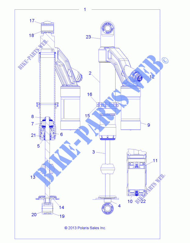 AMORTISSEUR ARRIERE   A14GH8EFI (49ATVAMORTISSEURRR7044080) pour Polaris SCRAMBLER XP 850 HO EPS INTL de 2014