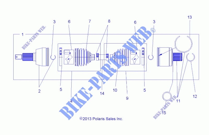 SYSTÈME DE TRANSMISSION, ARBRE DE TRANSMISSION ARRIERE    A14GH8EFI (49ATVSHAFTDRIVERR13SP550) pour Polaris SCRAMBLER XP 850 HO EPS INTL de 2014
