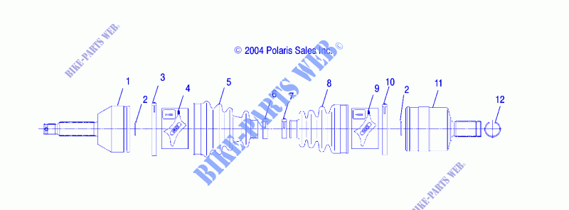 CARDAN AVANT (4X4)   R05RD50AA/AB/AC/AD (4995359535B08) pour Polaris RANGER 2X4,4X4,6X6 de 2005