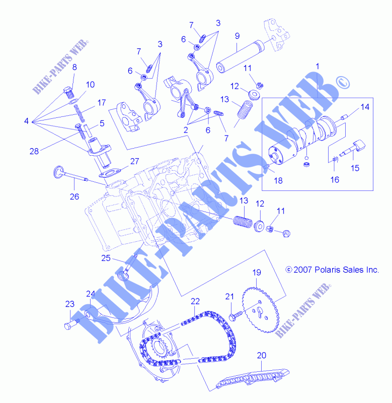 SOUPAPES and CAMSHAFT   A14MH46AA/AH/MS46AA (49ATVVALVE08SP500) pour Polaris SPORTSMAN 400 HO 4X4 / SE  de 2014