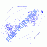 CARTERS MOTEUR   Z15VHA57AJ/E57AS/AK (49RGRCARTERS MOTEUR12RZR570) pour Polaris RZR 570 de 2015