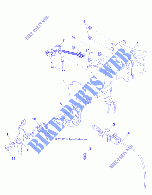 PEDALE D'ACCELERATEUR   Z15VHA57AJ/E57AS/AK (49RGRTHROTTLEPEDAL13RZRXP4) pour Polaris RZR 570 de 2015