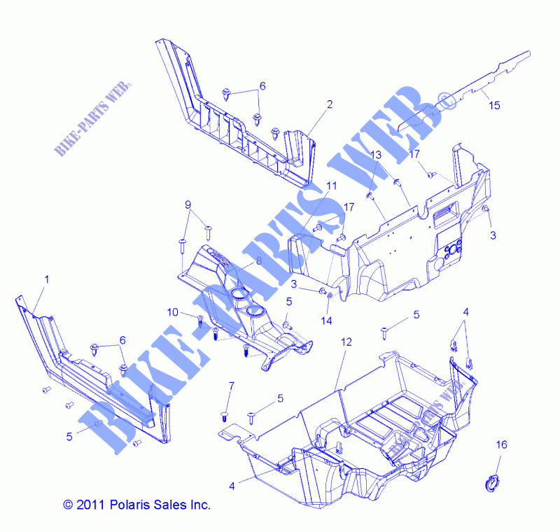 PLANCHER and ROCKER PANELS   Z15VHA57AJ/E57AS/AK (49RGRFLOOR12RZR600) pour Polaris RZR 570 de 2015