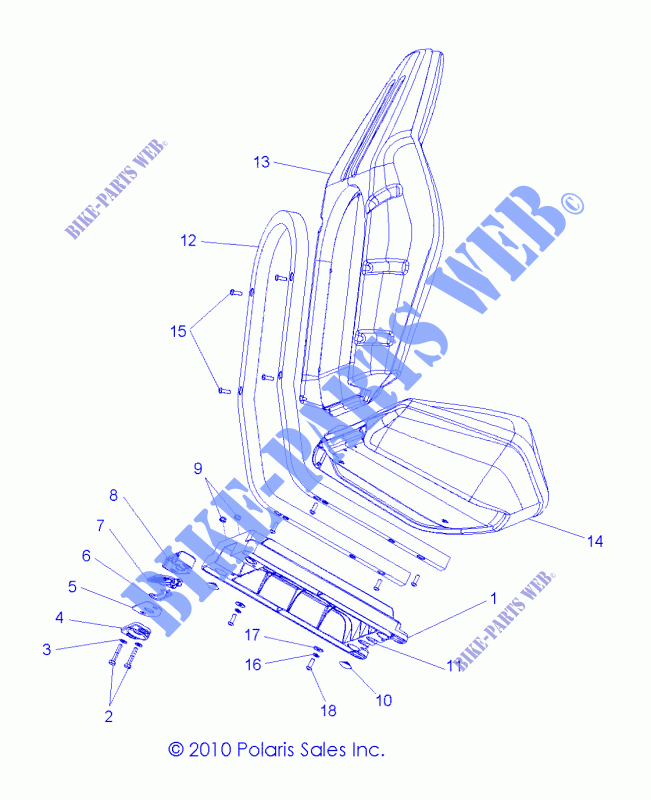 SIEGE ASM.   Z15VHA57AJ/E57AS/AK (49RGRSIEGE11RZR) pour Polaris RZR 570 de 2015