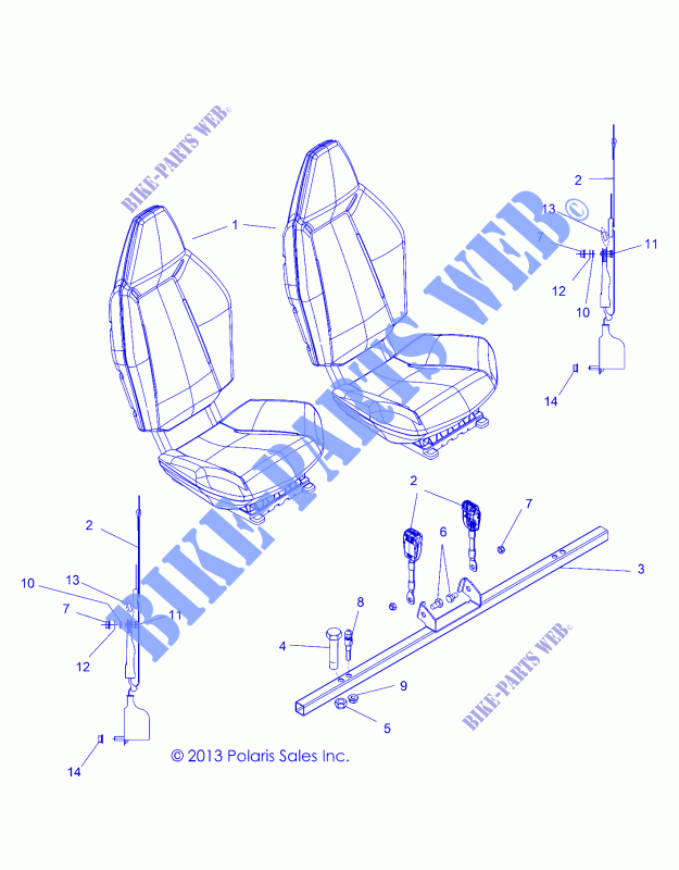 SIEGE MOUNTING and BELTS   Z15VHA57AJ/E57AS (49RGRSIEGEMTG14RZR570) pour Polaris RZR 570 de 2015