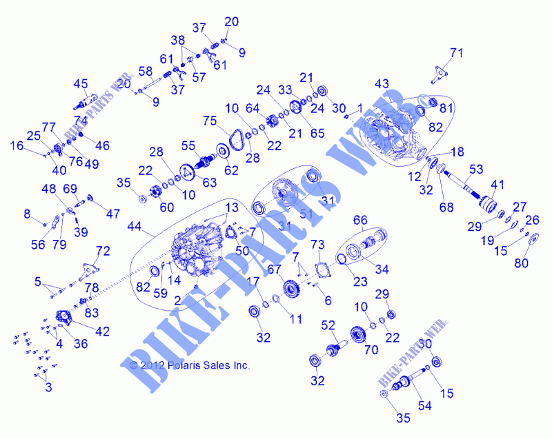 SYSTÈME DE TRANSMISSION, PONT PRINCIPAL   Z15VHA57AJ (49RGRTRANS1333051) pour Polaris RZR 570 de 2015