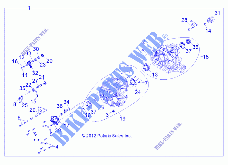 SYSTÈME DE TRANSMISSION, PONT PRINCIPAL   Z15VHE57AS/AK (49RGRTRANS1333084) pour Polaris RZR 570 de 2015