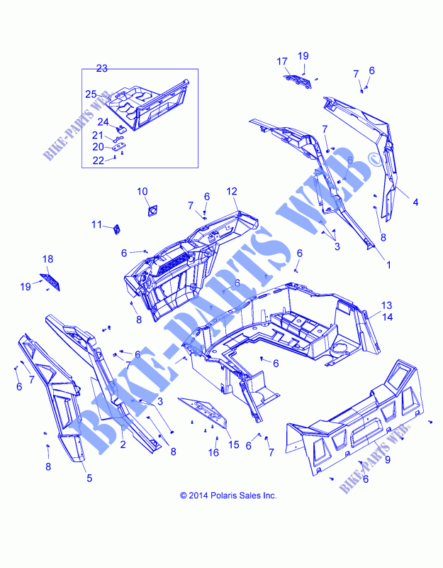PORTE BAGAGES ARRIERE AND FENDERS   Z15VBE87FK/JK (49RGRRACKMTG15RZR900) pour Polaris RZR 900 60 INCH EPS INTL de 2015