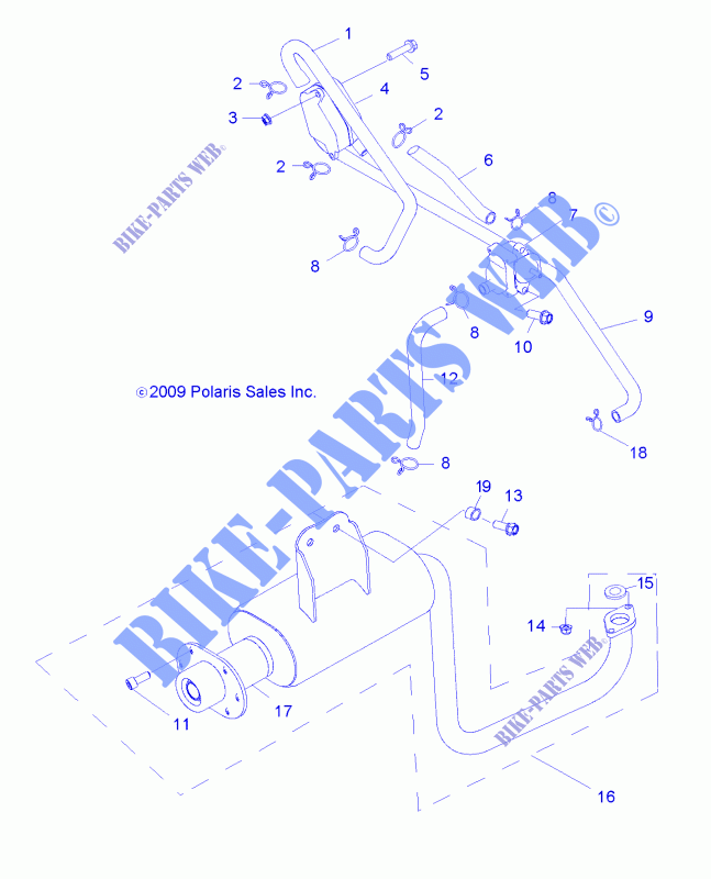 ECHAPPEMENT   R14VA17AA/AF (49RGRECHAPPEMENT10RZR170) pour Polaris RZR 170 de 2014