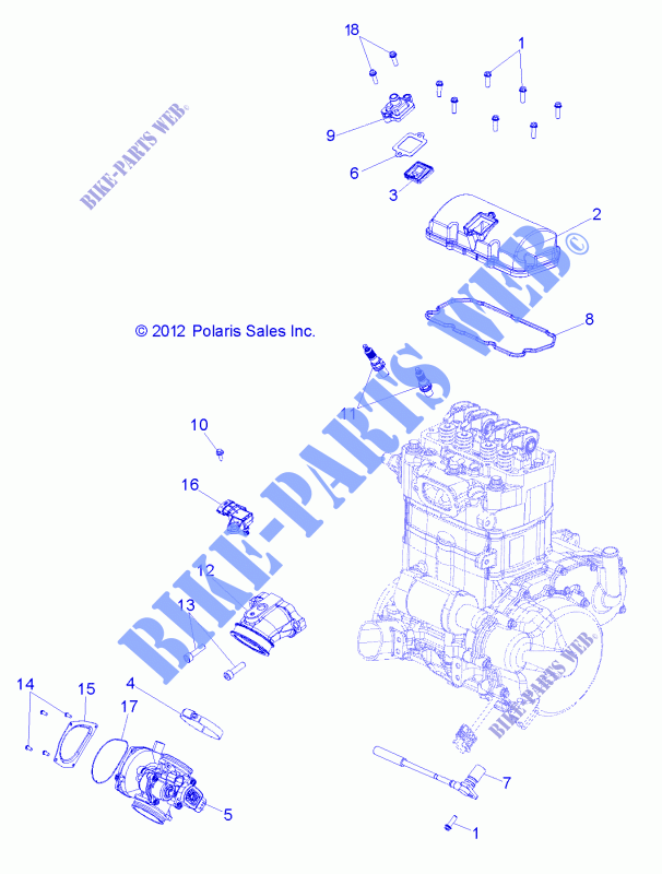 CORPS DE PAPILLON and COUVERCLE SOUPAPE   Z14XE7EAL/X (49RGRTHROTTLEBODY13RZR) pour Polaris RZR 4 800 EPS LE de 2014