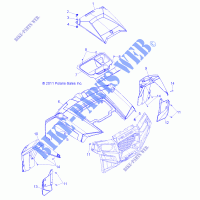 CAPOT and FRONT BODY WORK   Z14XT9EAO (49RGRCAPOT12RZRXP900) pour Polaris RZR 4 900 LE de 2014