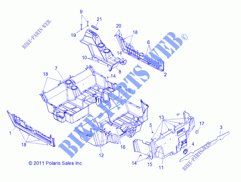 PLANCHER and ROCKER PANELS   Z14XT9EAO (49RGRFLOOR12RZRXP4) pour Polaris RZR 4 900 LE de 2014