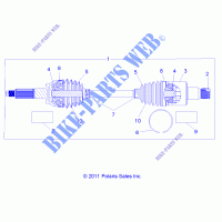 SYSTÈME DE TRANSMISSION ARRIERE HALF SHAFT   Z14VH57AD/6EAI/6EAW (49RGRSHAFTDRIVERR12RZR570) pour Polaris RZR 570 / EPS LE de 2014