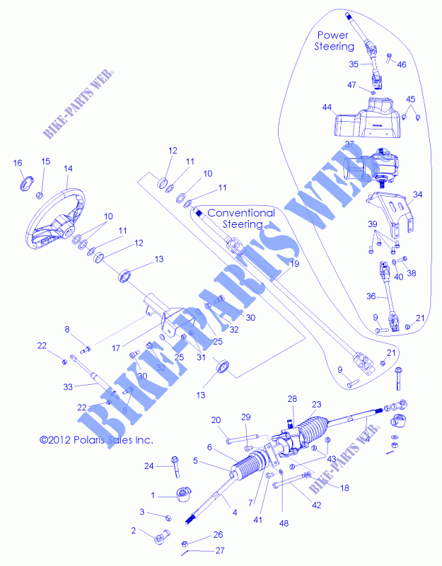 DIRECTION   Z14VH57AD/6EAI/6EAW (49RGRDIRECTION13RZR570) pour Polaris RZR 570 / EPS LE de 2014