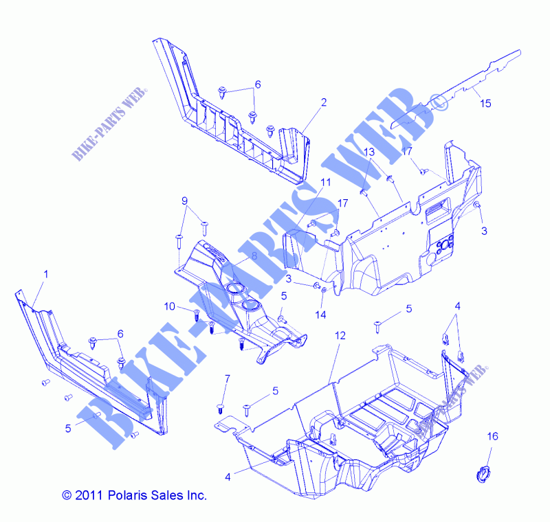 PLANCHER and ROCKER PANELS   Z14VH57AD/6EAI/6EAW (49RGRFLOOR12RZR600) pour Polaris RZR 570 / EPS LE de 2014