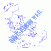 CHASSIS, CHASSIS AND SKID PLATE   Z14JT87AD/9EAO/9EAOL/9EAL (49RGRFRAME11RZR875) pour Polaris RZR 900 / EPS LE de 2014