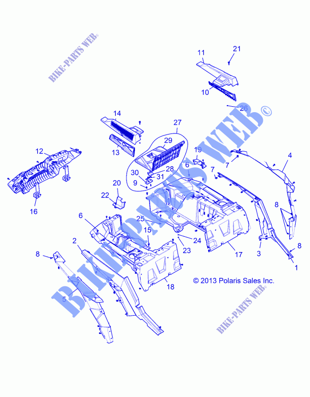 PORTE BAGAGES ARRIERE AND FENDERS   Z14ST1EFX (49RGRRACKMTG14RZR1KI) pour Polaris RZR XP 1000 INTL de 2014