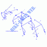 CHASSIS, CAB CADRE AND SIDE BARS   R13XT9EAL (49RGRCAB13JAGX) pour Polaris RZR 4 XP JAGGED X de 2013