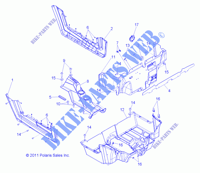 PLANCHER and ROCKER PANELS   R13JT9EFX (49RGRFLOOR12RZRXP900) pour Polaris RZR XP 900 EPS INTL de 2013