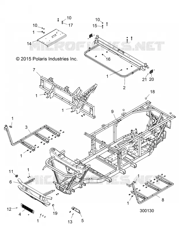 CHASSIS, CADRE AND FRONT BUMPER - L16U2NAEFA/EMA/FLA (300130) Polaris GEM  ELECTRIC 2016 eM 1400   EM1400  (R04) - L16U2NAEFA/EMA/FLA