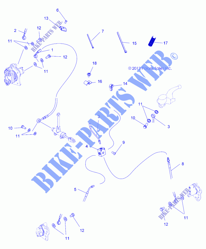 DURITES DE FREIN   A14MX5ETH (49ATVFREINLINE14570UTE) pour Polaris SPORTSMAN 570 EFI UTE HD EPS de 2014