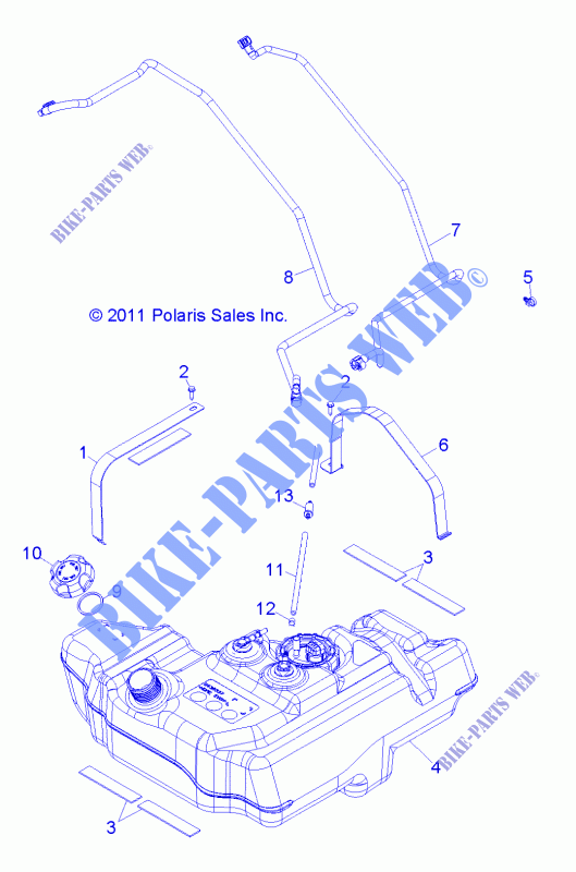 RESERVOIR DE CARBURANT   R12JT9EFX (49RGRCARBURANT12RZRXP900) pour Polaris RZR XP INTL de 2012